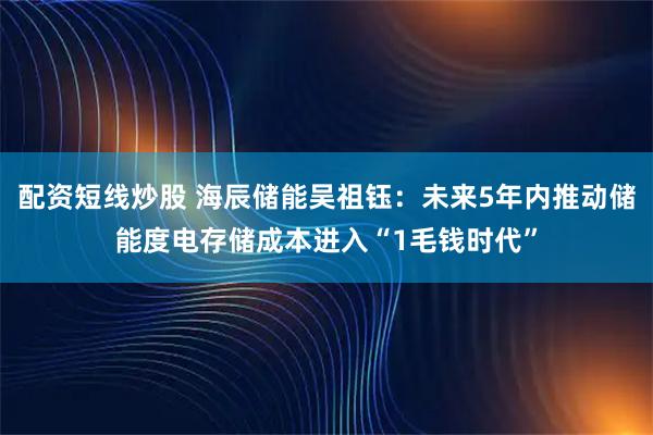 配资短线炒股 海辰储能吴祖钰：未来5年内推动储能度电存储成本进入“1毛钱时代”